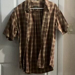 Eddie Bauer Men's Casual Plaid Shirt - Brown and Tan